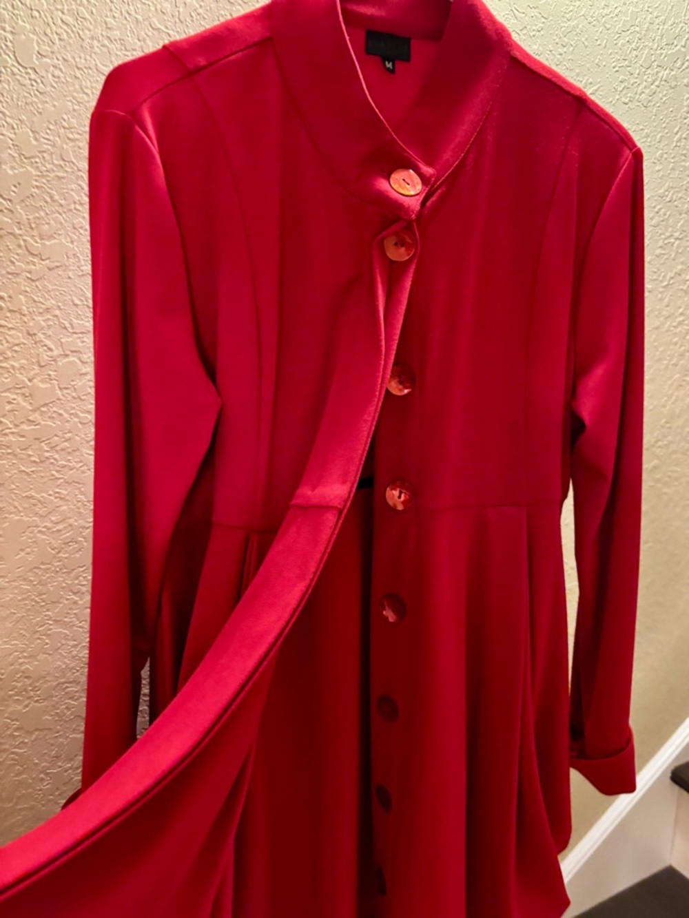 Women’s Long Sleeve Tunic Top/coat in Red with large pockets